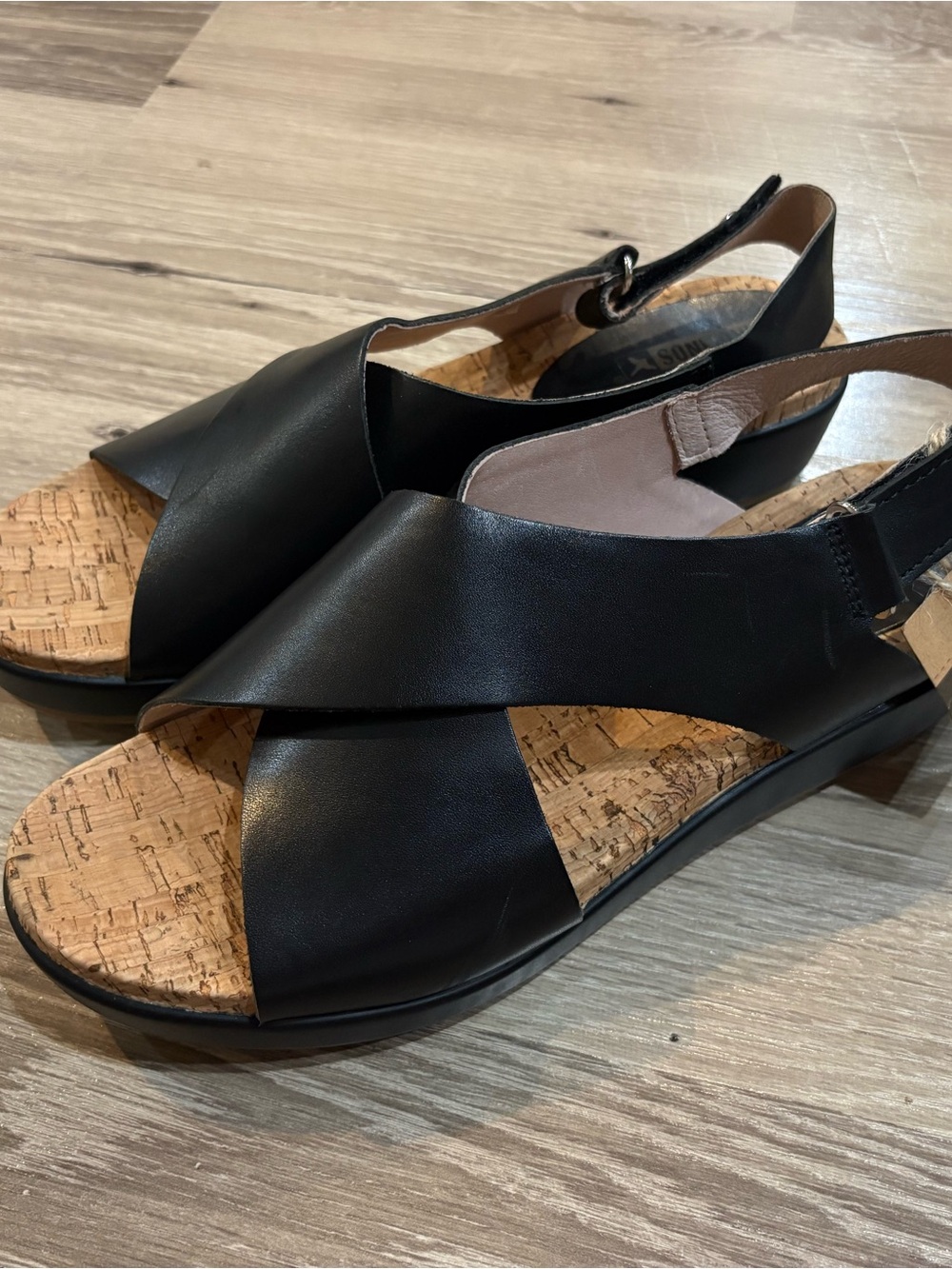 Women’s Black Cork Footbed Slingback Sandals